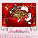 Lofaris Red Curtain And Black White Card Birthday Backdrop